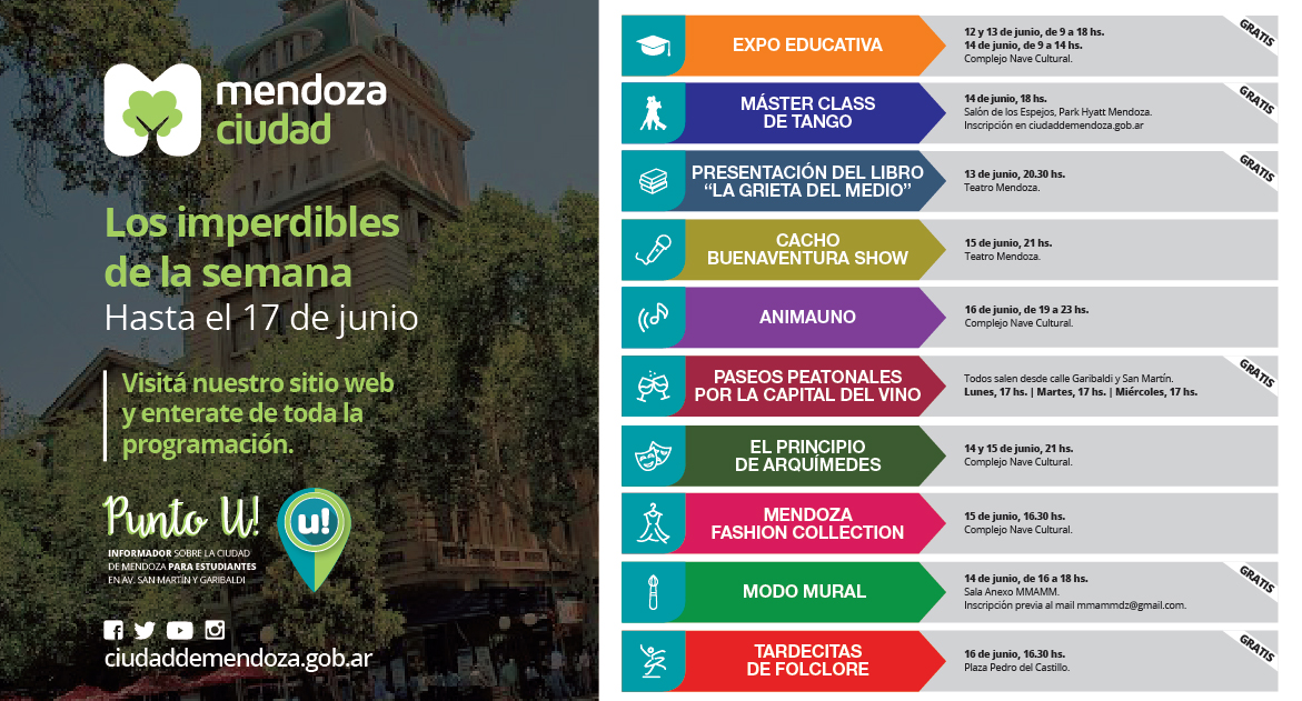 Imperdibles De La Ciudad Hasta El 17 De Junio Ciudad De Mendoza 1830