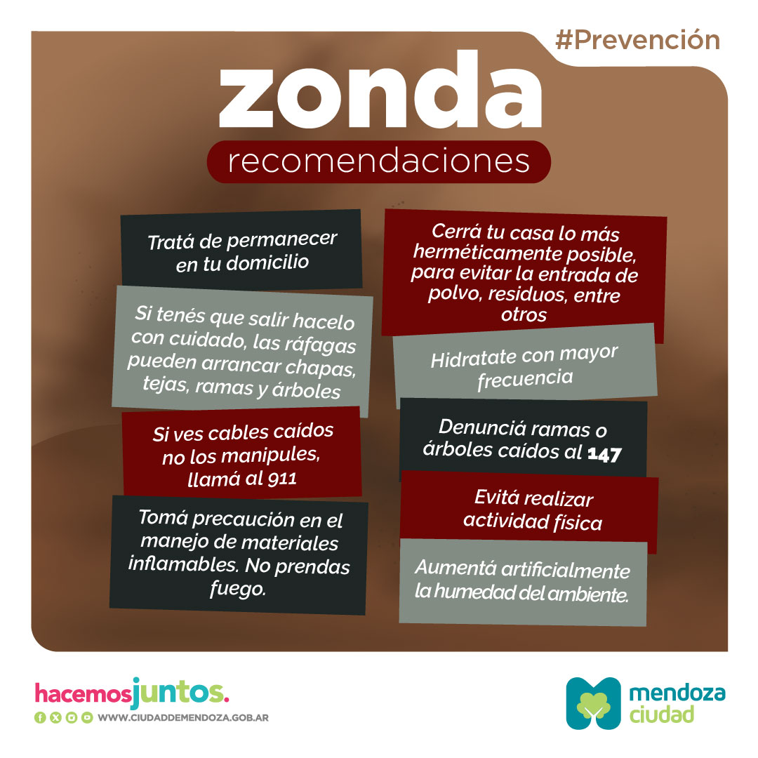 recomendaciones zonda octubre Ciudad Mendoza